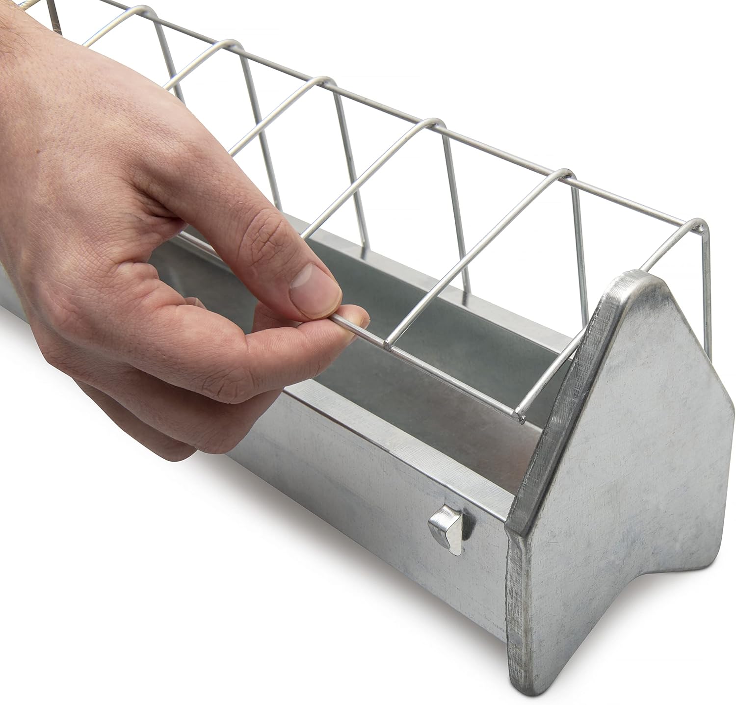 Galvanized Metal Chicken Feeder Trough with Anti Roosting Guard R131346