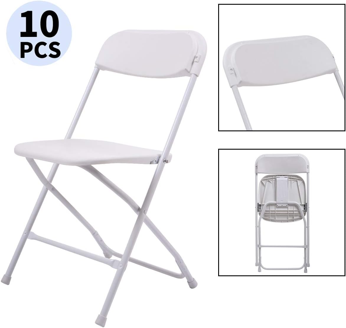 Plastic Folding Chair 10-Pack Stackable for Indoor & Outdoor Events W438358