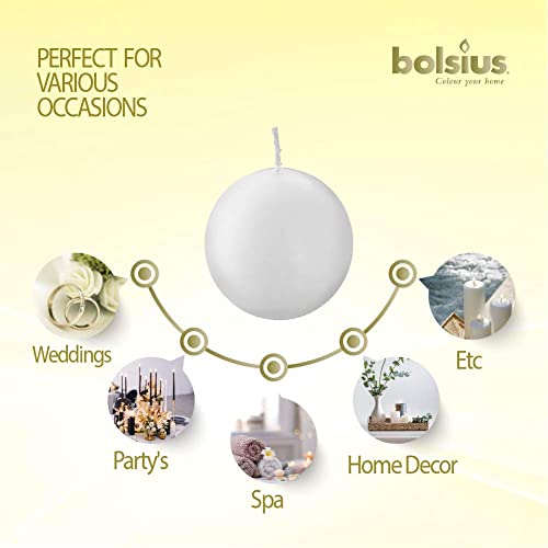 White Ball Candles 2.75 Inches Unscented Dripless Smokeless Set E781787