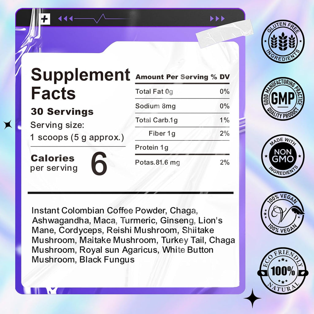 Organic Mushroom Instant Coffee with Superfoods and Herbs B651
