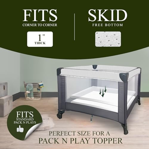 Ventilated 2-Inch Memory Foam Crib Mattress Topper Pad with Waterproof Washable Cover K834