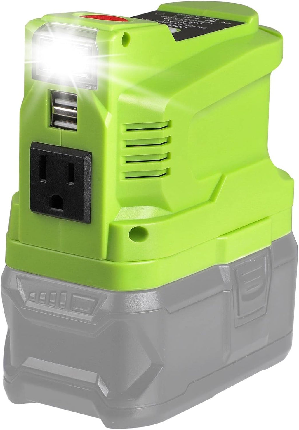 150W Power Inverter for 18V Li-ion Battery with USB, LED Light and AC Outlet K546328