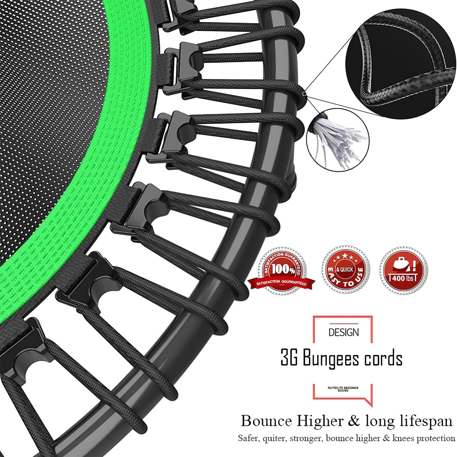 40 Inch Mini Trampoline for Adults Kids with Safety Anti-Skid Pads B9682