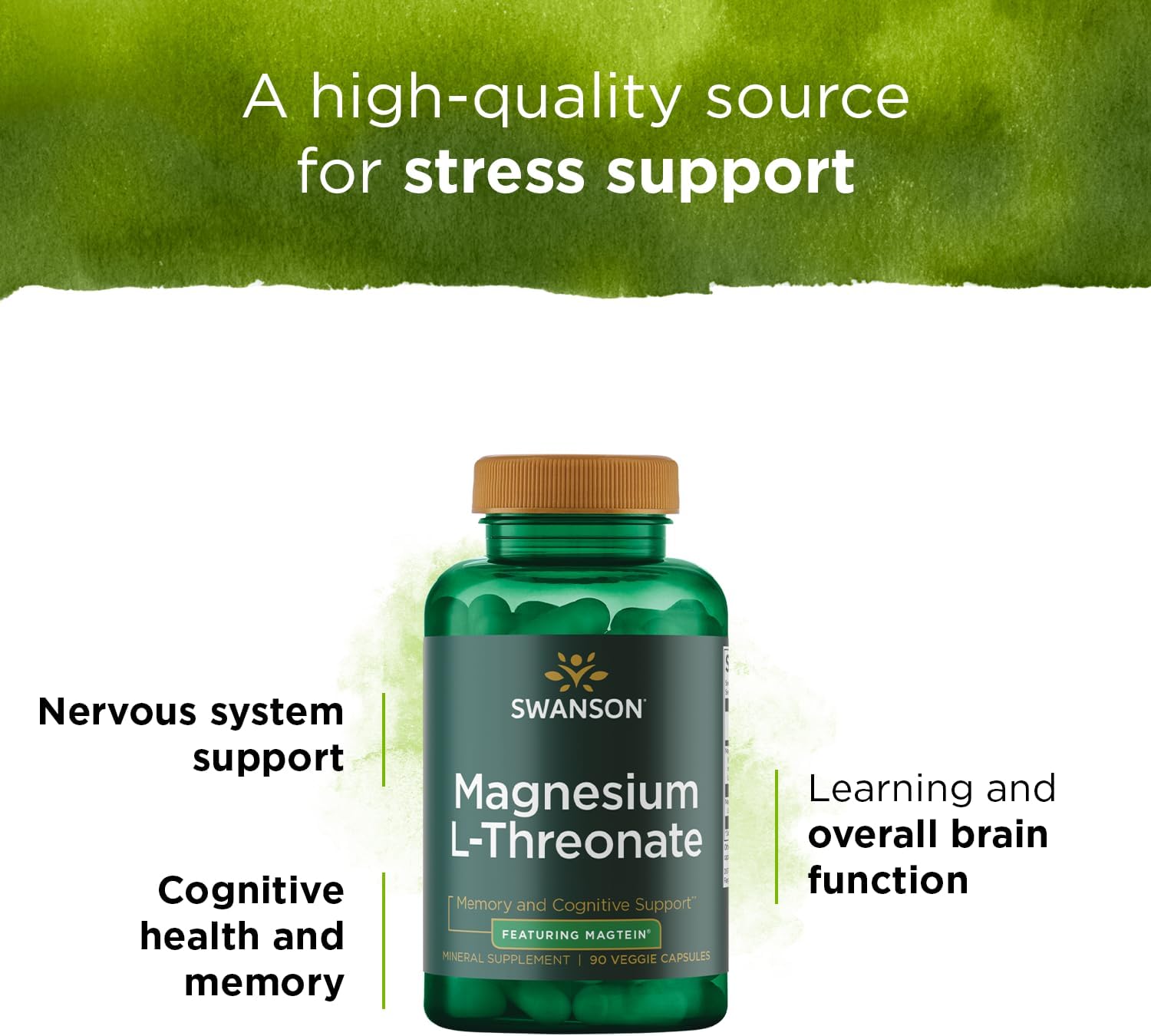 Magnesium L-Threonate Mineral Supplement, 90 Veggie Capsules X3053