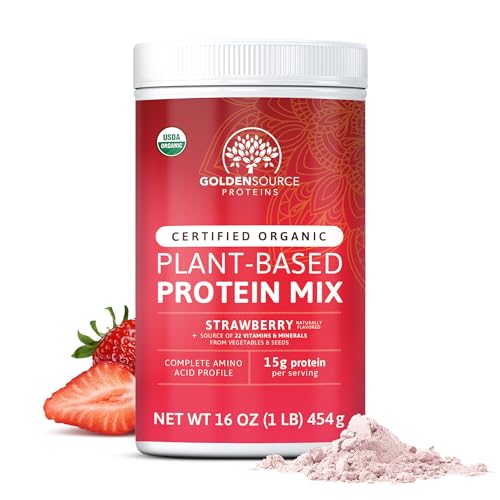 GoldenSource Proteins, Maple, Plant Based Protein Powder, Protein Mix, Protein Powder with 22 Vitamins & Minerals, 15g of Protein, & Complete Amino Acid Profile, Vegan Protein Powder