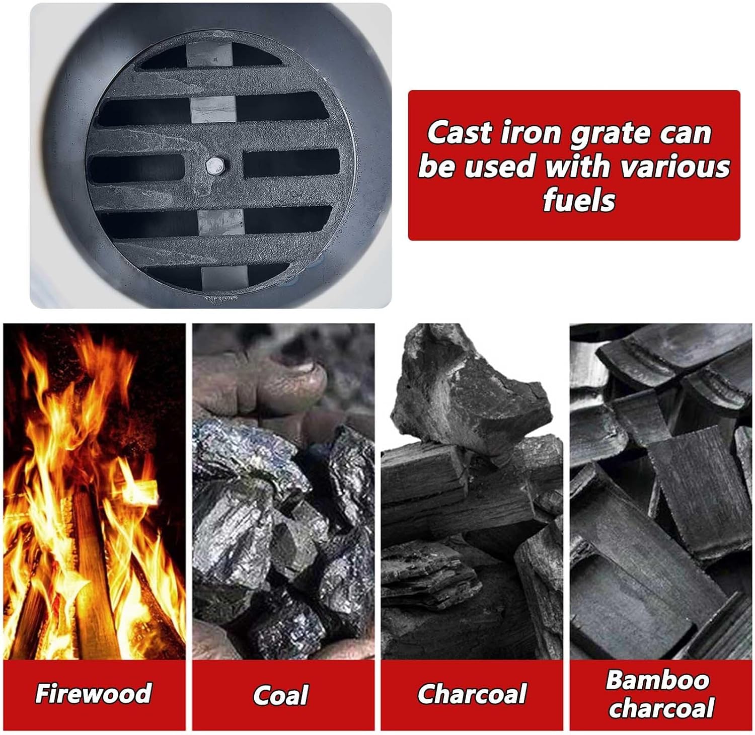 Outdoor Wood Burning Stove with Sectional Chimney Pipes for Camping and Heating E86216