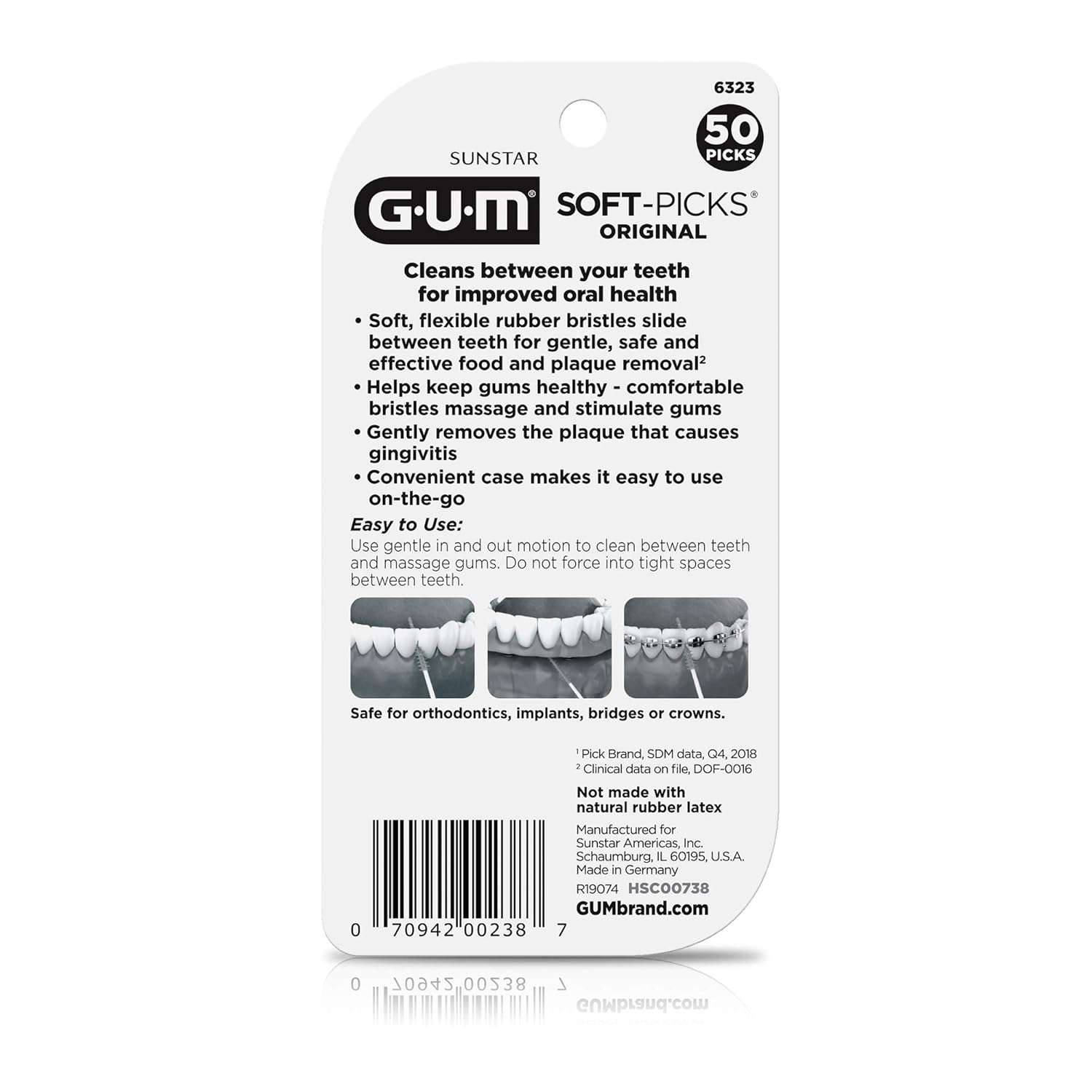 Dental Picks for Teeth Cleaning and Gum Health, Disposable Interdental Brushes with Carry Case, 50ct D35518