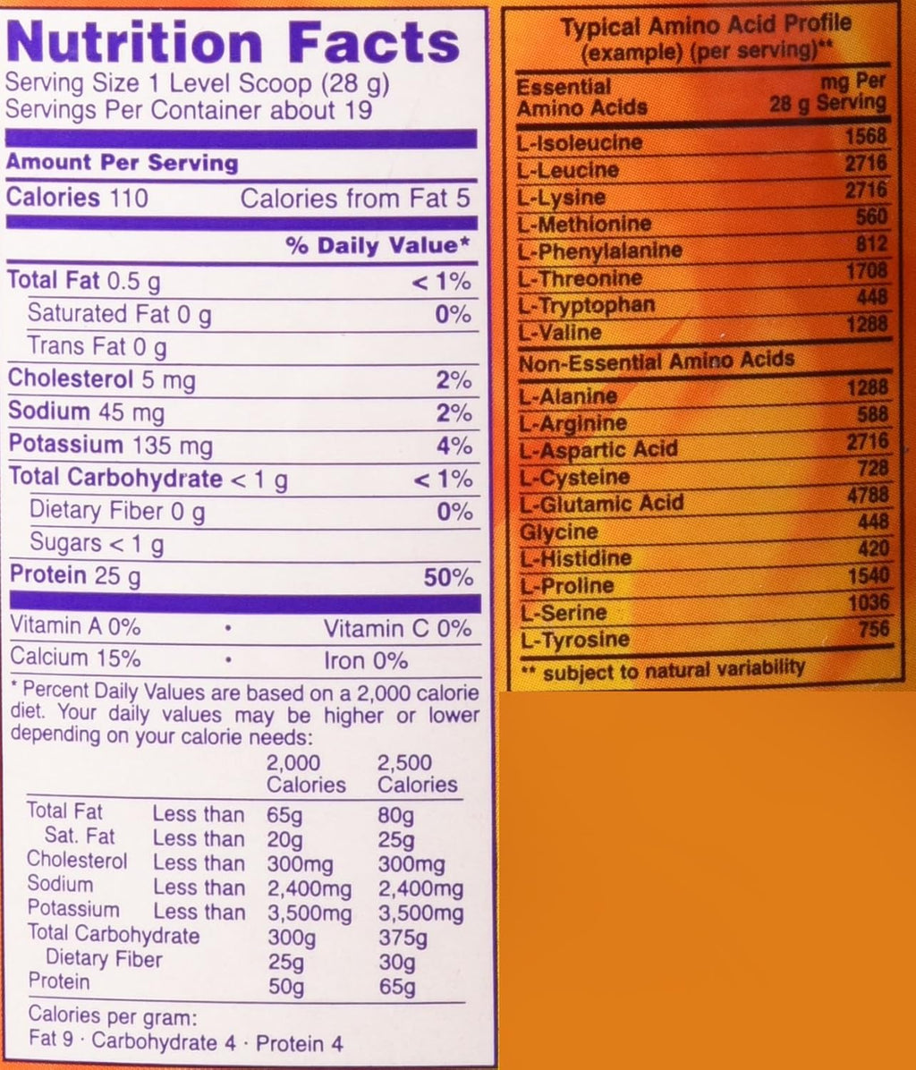Whey Protein Isolate Powder with BCAAs, Unflavored, 1.2 lb W834