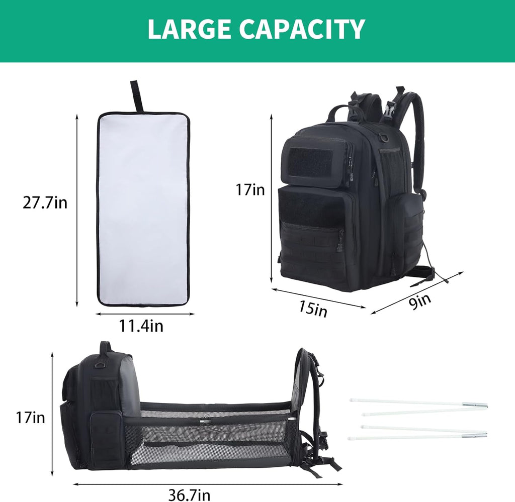 Diaper Bag Backpack with Changing Station, Expandable, Waterproof V8133