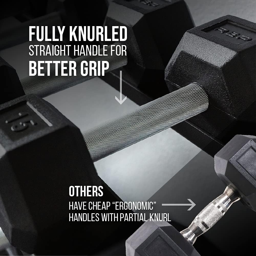 Rubber Hex Dumbbell Set, 5-50 lb T711262