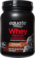 Equate Whey Protein Supplement, Rich Chocolate, 32oz - 30g Protein, 7g BCAAs, Easy-Mix Formula
