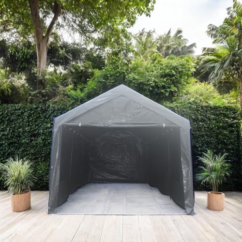 Heavy Duty Portable Carport Canopy Tent with Sidewalls, Waterproof, Grey F976