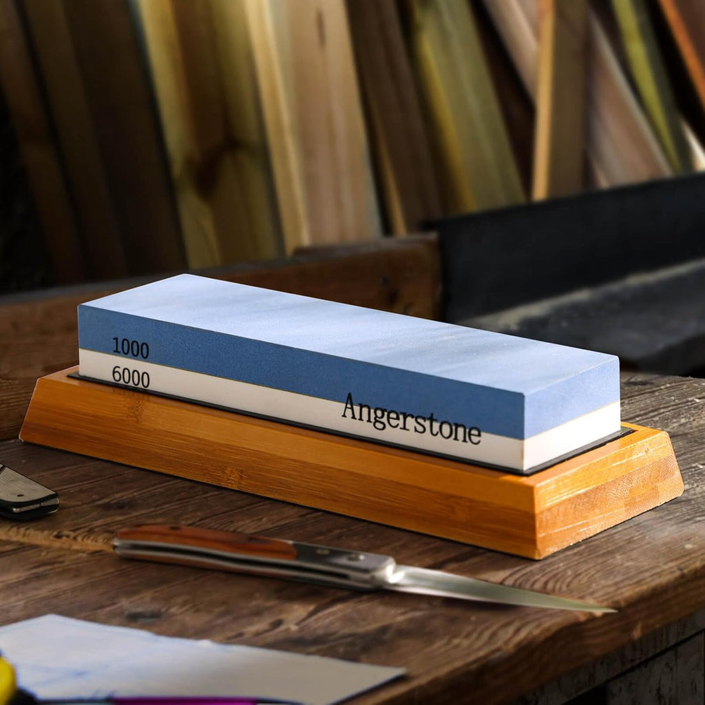 Knife Sharpening Stone 1000/6000 Grit Whetstone with Non-Slip Base N9115