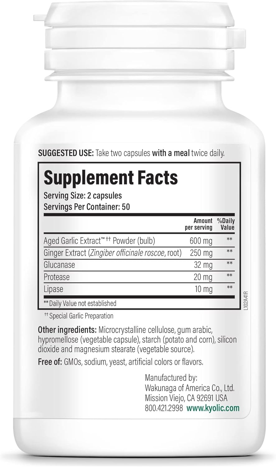 Aged Garlic Extract with Ginger and Enzyme Complex, 100 Vegetarian Capsules F6426