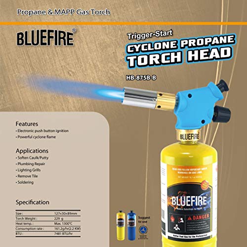 Handy Cyclone Torch Kit with MAPP Cylinder Push Button Trigger Start Nozzle Head G840209