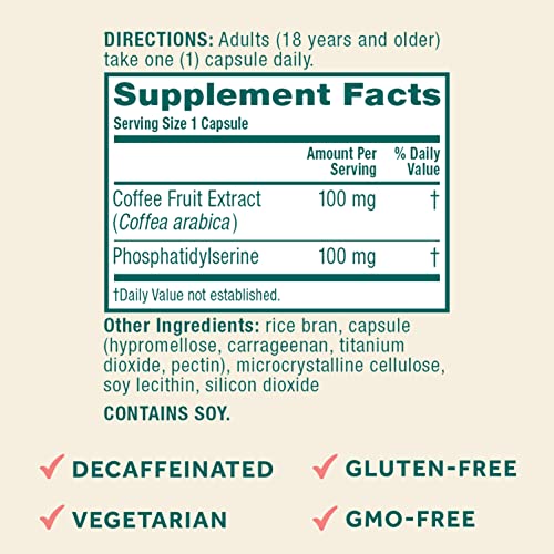 Brain Supplement for Memory, Focus and Concentration, Caffeine Free, 30ct Capsules H86972