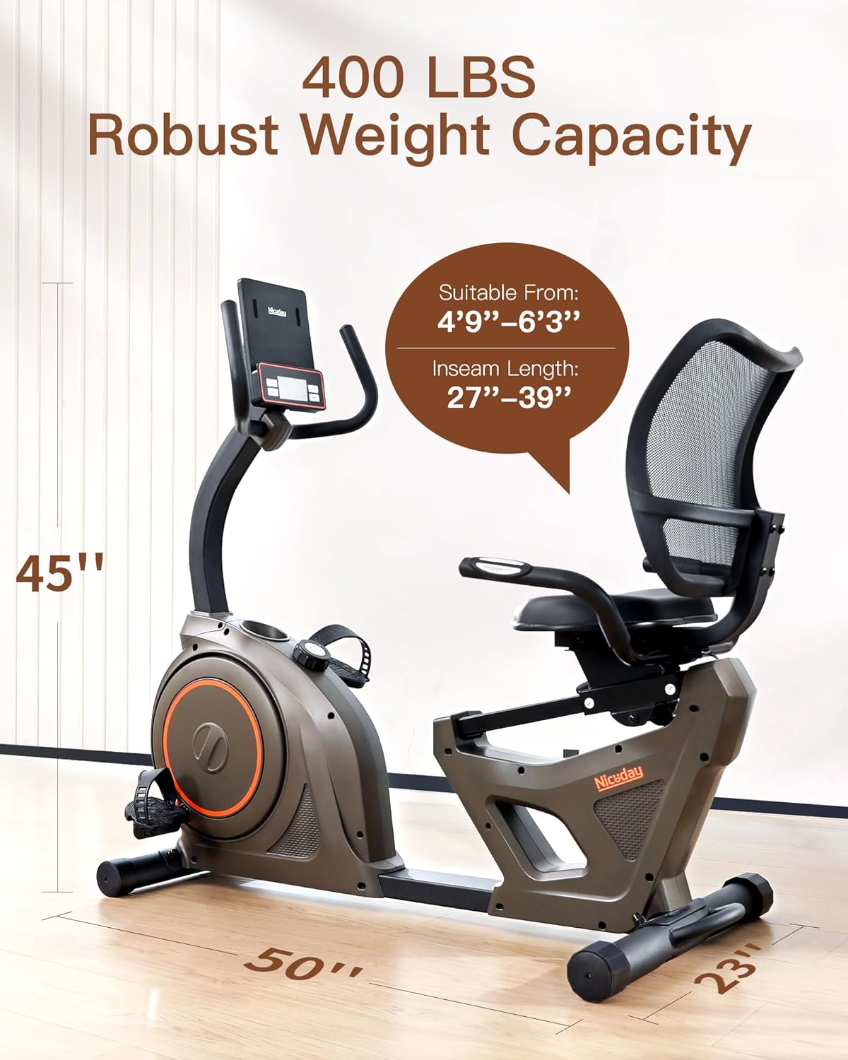 Elliptical Machine & Recumbent Exercise Bike, 16 Resistance Levels V258610