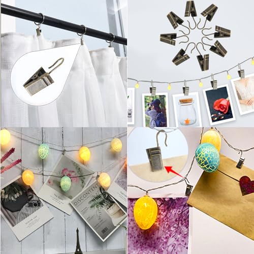24pcs Stainless Steel Curtain Clips for Hanging Photos, Lights & Decor L2309