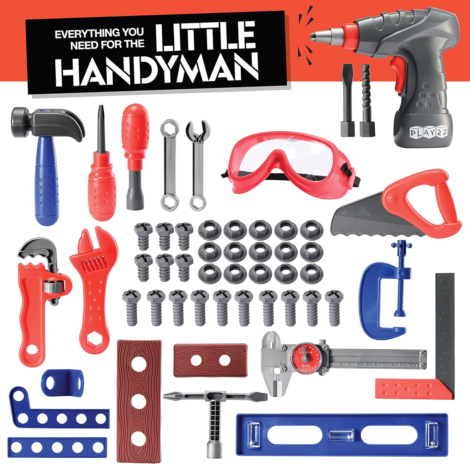 Kids Tool Set Bench 76 Pc with Electronic Play Drill - STEM Educational Pretend Play Construction Toy W608