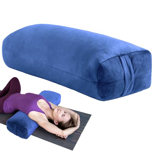 Yoga Bolster Pillow, Rectangular Yoga Bolster for Restorative Yoga & Meditation, Professional Meditation Cushion with Carry Handle, 27"X10"X6"