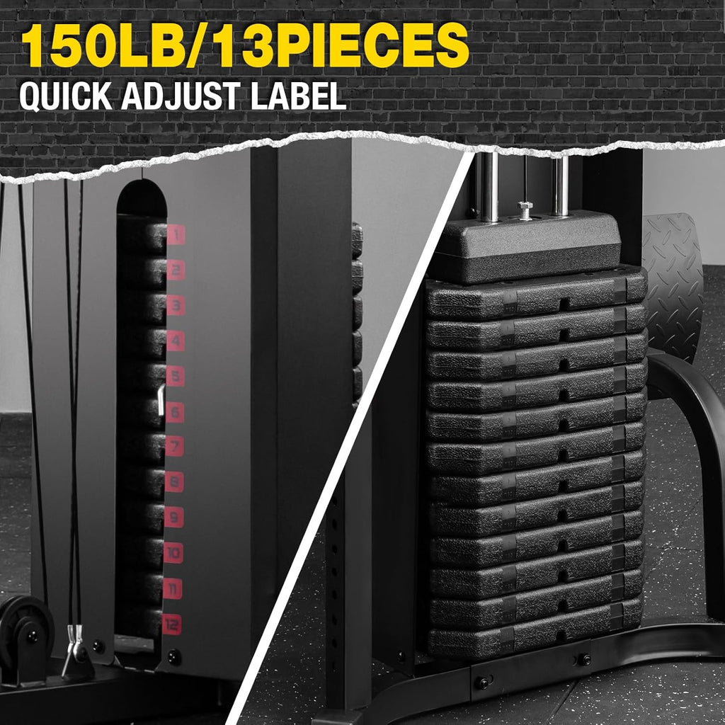 Multifunctional Home Gym Station with 150LBS Weight Stack A586