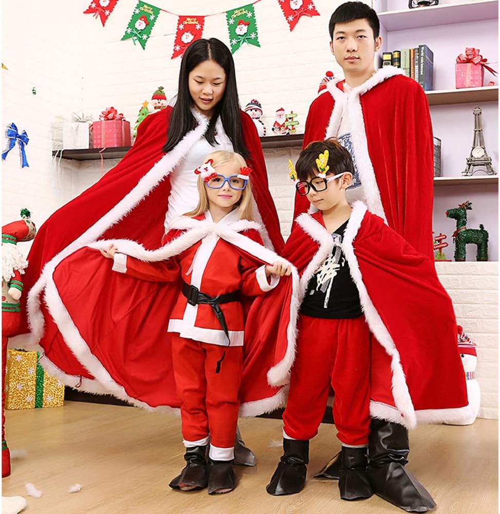 Red Velvet Mrs Santa Hooded Cape Christmas Costume N9244