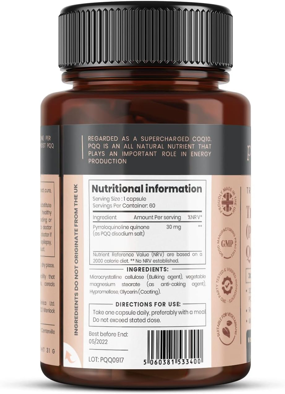 PQQ 30mg Veggie Capsules, 60 Count E769305