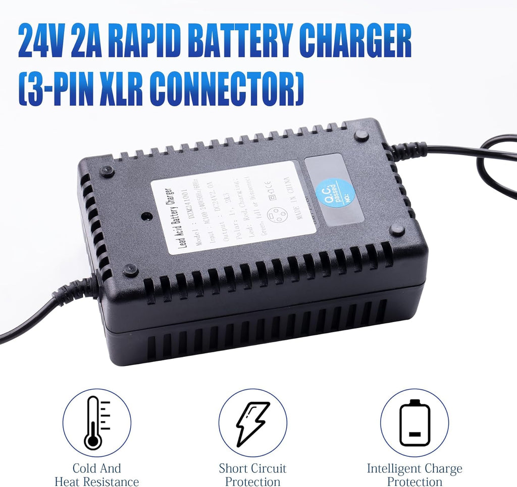 24V 2A Rapid Battery Charger with 3-Pin XLR Connector T734539