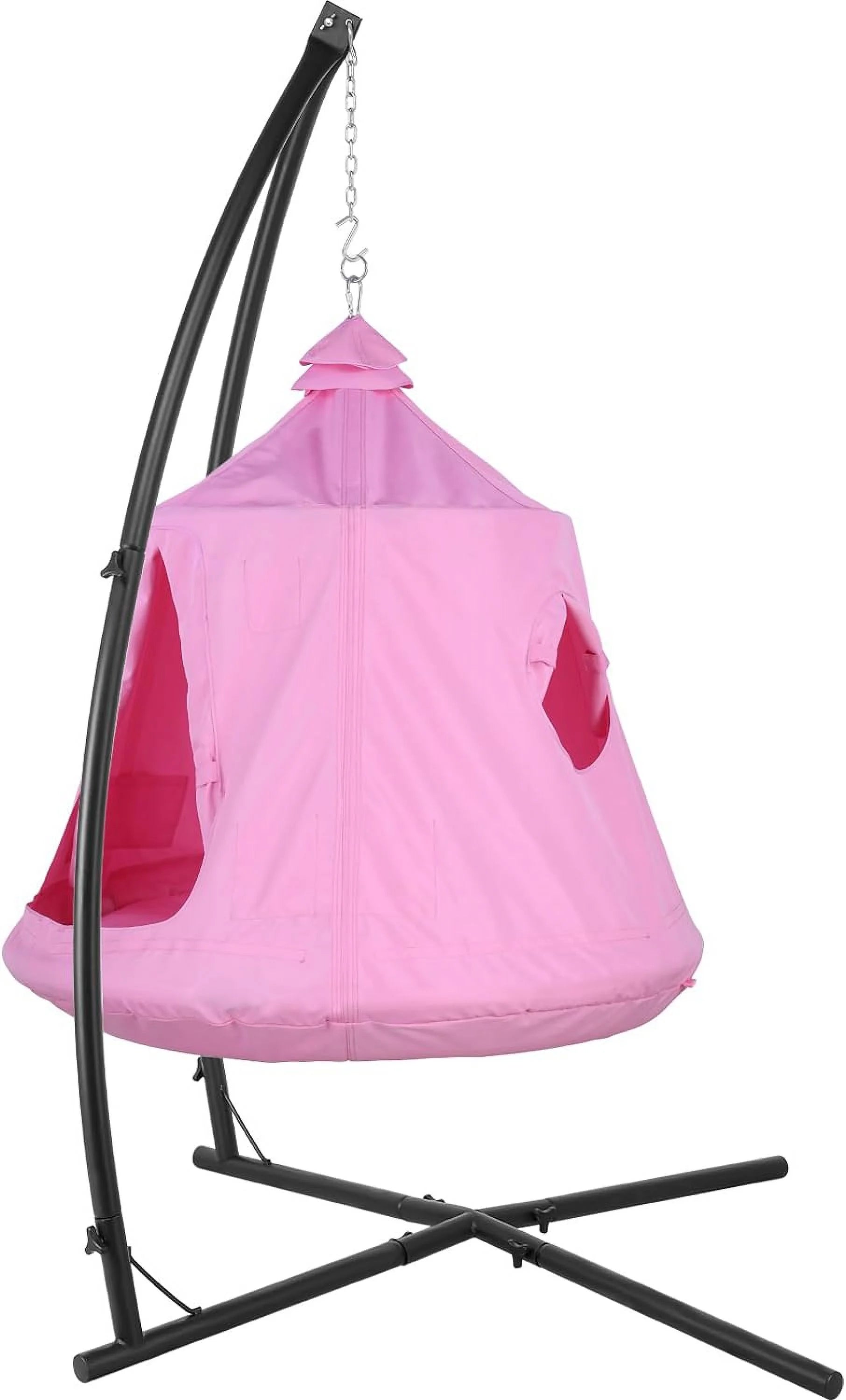 Hammock Chair Set with Steel Stand, Swing Tent, LED Lights, 330 lbs P1247