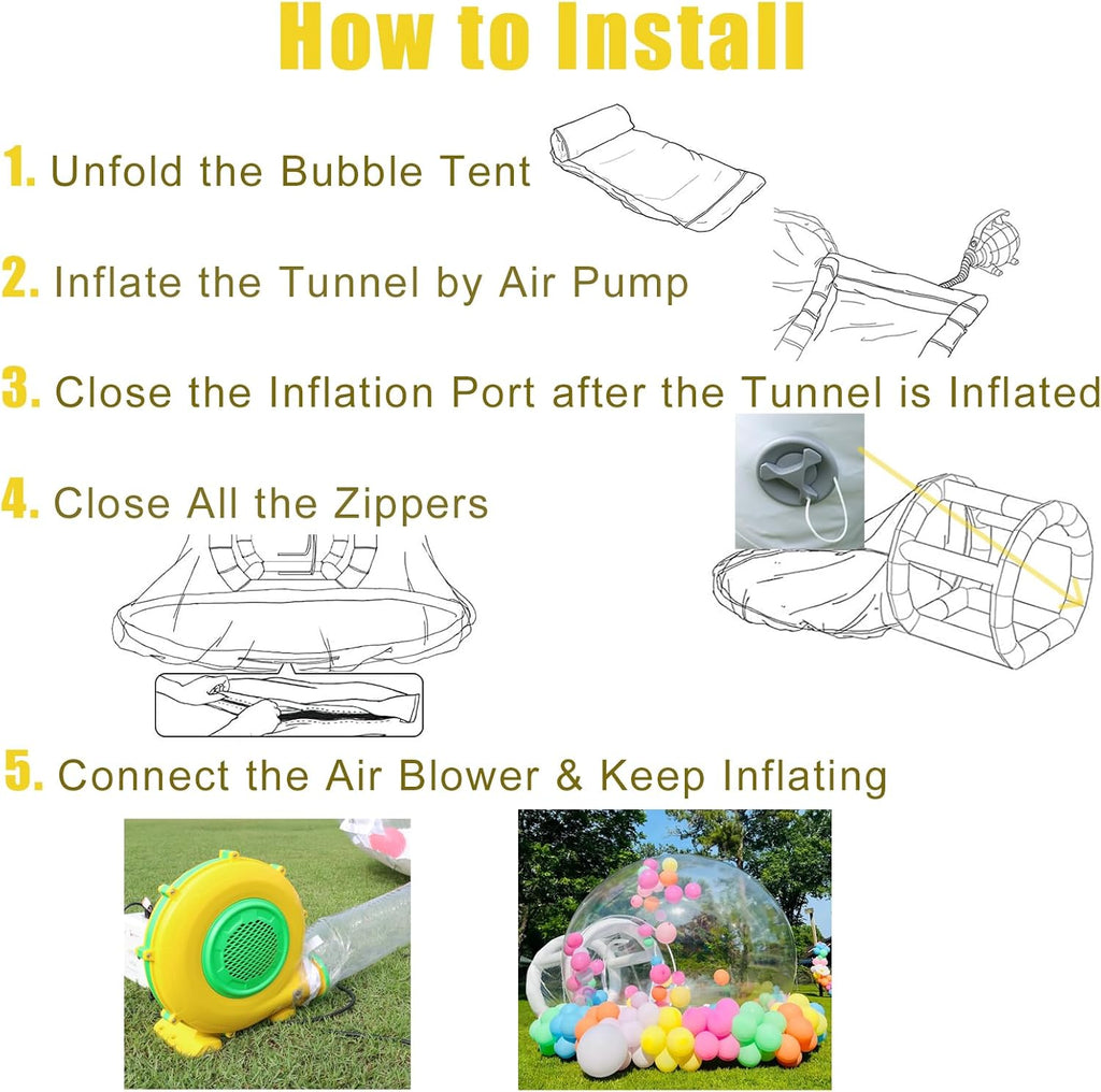 Inflatable Bubble Tent for Events Parties, Clear Dome with Blower S62392
