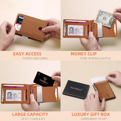 Slim Leather Money Clip Wallet for Men with RFID Blocking Y49448