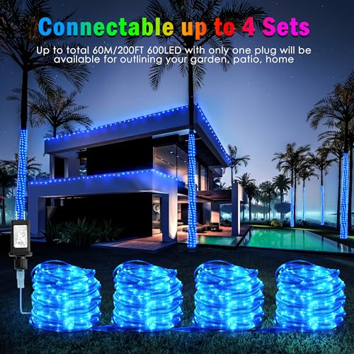 100FT 300 LED Connectable Rope Lights, 18 Color Changing Outdoor String Lights with Remote, IP68 Waterproof B33119