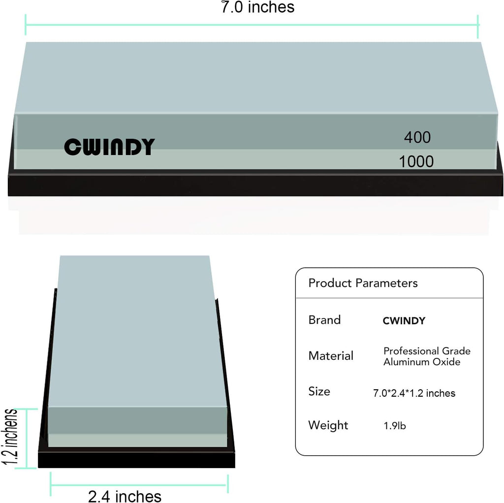 Whetstone Sharpening Stone Kit Dual Sided 400/1000 Grit with Non-Slip Base Q3473