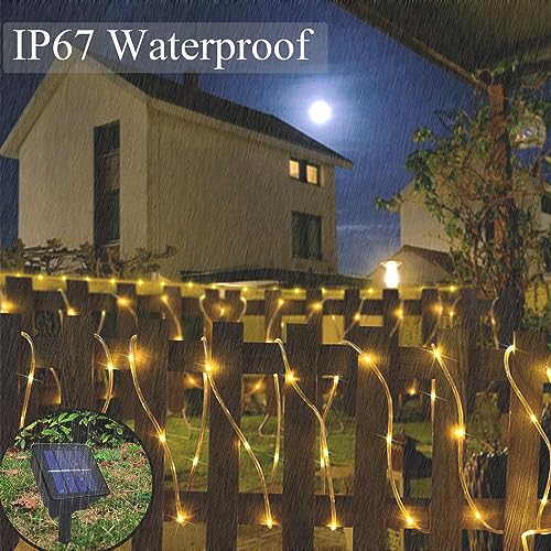 Solar Rope Lights Outdoor Waterproof 39FT 100LED Clear PVC Tube Fairy Lights J36737