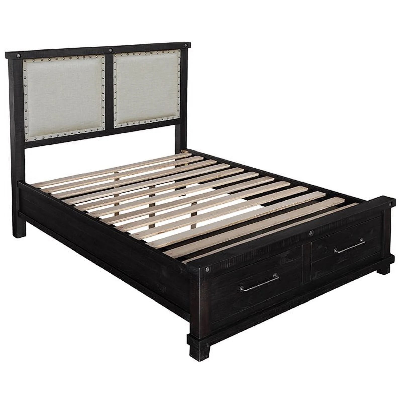 Upholstered California King Panel Storage Bed in Cafe J314923
