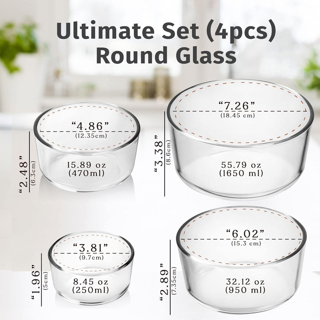 12 Pc Glass Food Storage Container Set with Lids for Meal Prep, Baking & Leftovers I59434