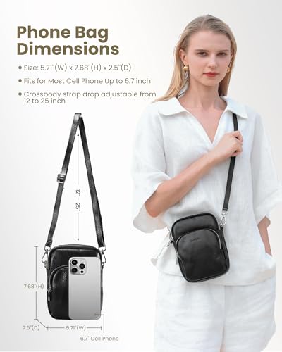 Small Genuine Leather Crossbody Bag with RFID Blocking Card Slots K420