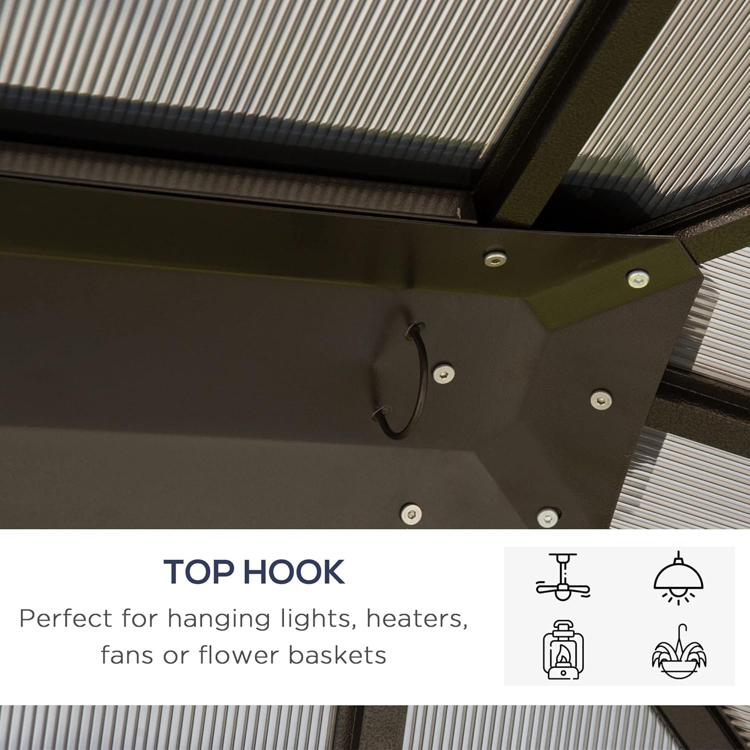 10 x 12 ft Hardtop Gazebo with Polycarbonate Roof and Netting N323604