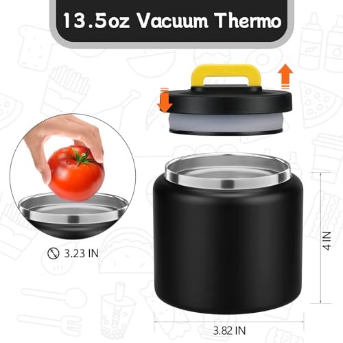 13.5oz Vacuum Insulated Food Jar, Leak Proof Stainless Steel Thermo for Hot & Cold Food, Pink O1935