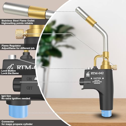 Propane Torch Head with Trigger Start for Soldering, Welding and Brazing I18048