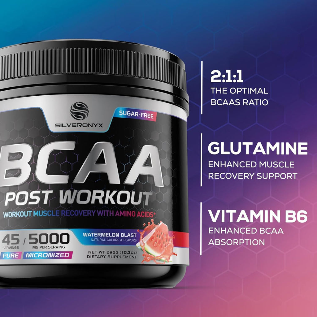 Amino Muscle Recovery Powder with BCAAs - Post Workout Drink - Keto, Caffeine Free, Watermelon - 45 Servings K391