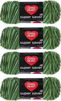 Red Heart Super Saver Yarn, 4 Pack, Green Tones 4 Count
