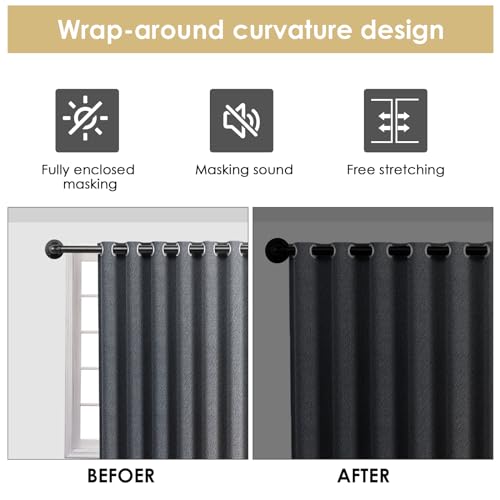 Curtain Rods for Windows 72-144", 1 Inch Industrial Black, Adjustable N77556