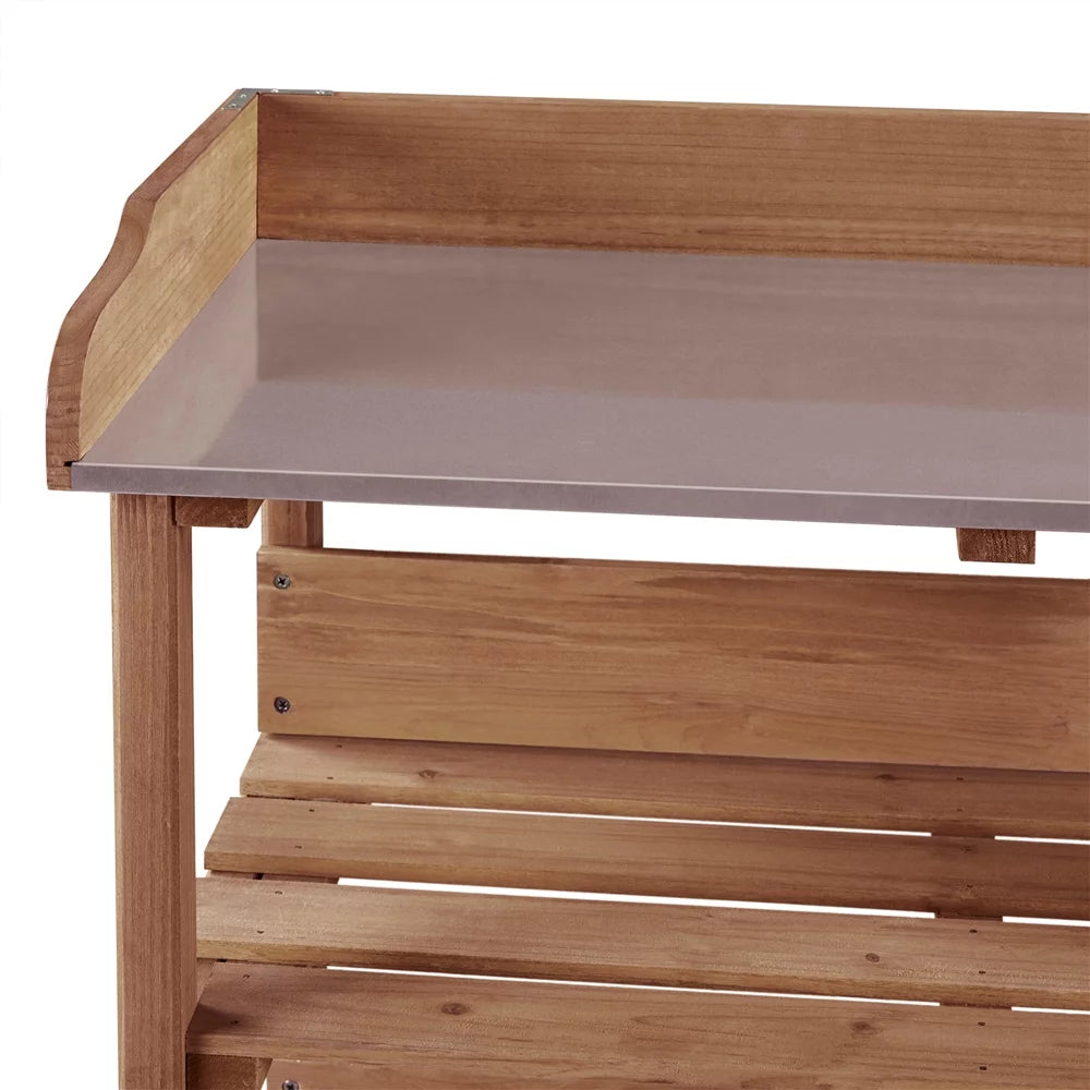 Outdoor Potting Bench Table with Storage Shelf A926247