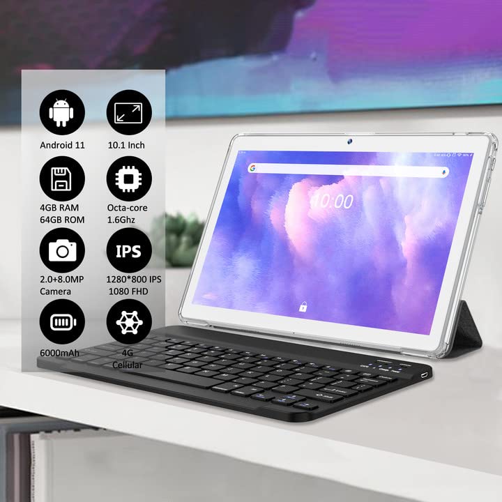 10.1 Inch Android Tablet With Keyboard 5G WiFi 4GB RAM 64GB Storage X387