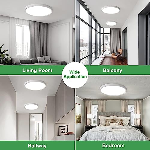 4PK 15.8 Inch LED Flush Mount Ceiling Light, 32W, 3480LM, Selectable CCT, Round Flat Panel J92415
