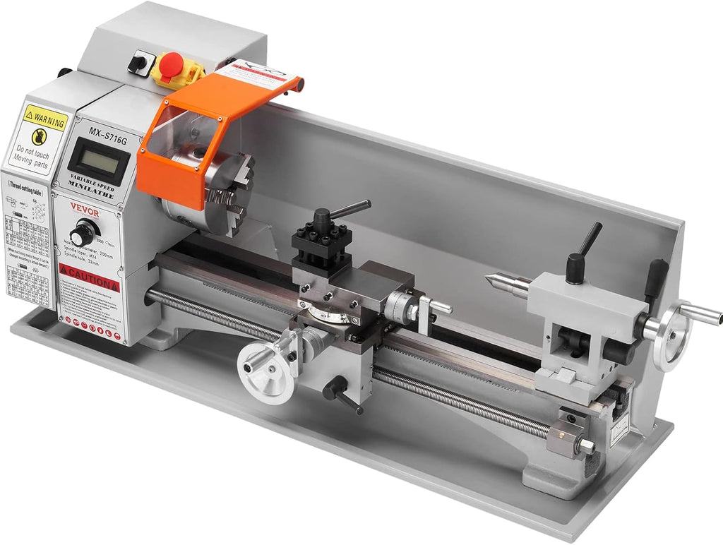 Mini Metal Lathe Machine, 7 x 16 Inch, 800W Benchtop Power Lathe, 150-2500 RPM Variable Speed X459