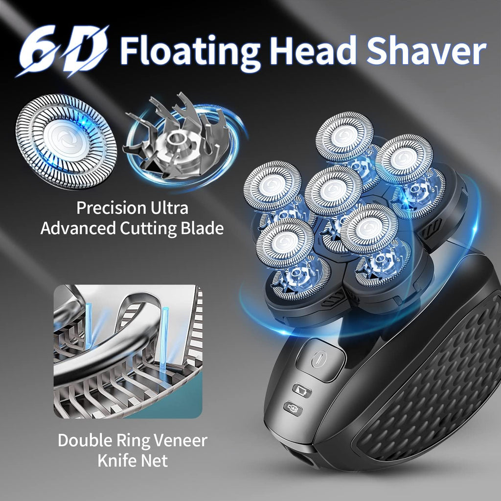 6D Electric Shaver for Bald Men, Rotary Head, Rechargeable, Wet & Dry M77487