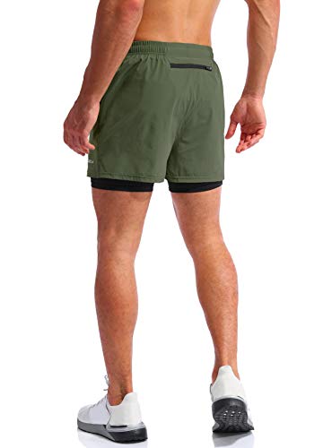 Men's 2 in 1 Running Shorts 5" Quick Dry with Phone Pockets P432