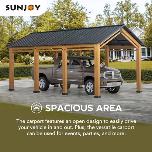 Wood Gazebo Carport 11 x 20 ft with Metal Roof F939